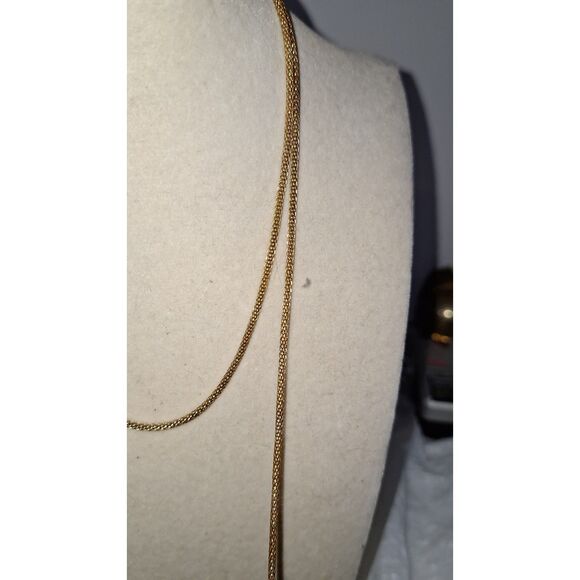 A Double Tassel Gold Tone Chain Women's Necklace Elegant Classy Roaring 20's - Picture 4 of 9